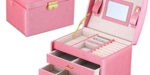 Pink Faux Leather Jewellery Box