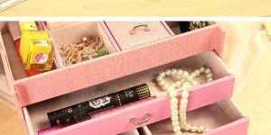 Pink Faux Leather Vanity Box