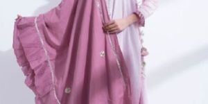 LIGHT PINK GOTA DOUBLE LAYERED COTTON KURTA WITH PANT & DUPATTA
