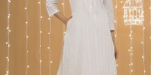 WHITE GOTA COTTON KURTA