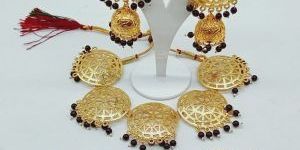Black Beads Kundan Studded Beads Long Necklace