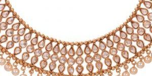 Broad Neck Kundan Pearl Gold Platted Necklace Set