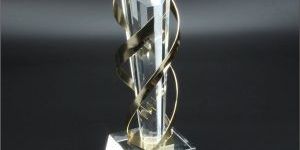 Gold Spiraled Crystal Trophy