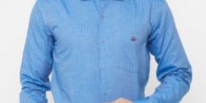 Donzell Light Blue Regular Fit Dobby Print Formal Shirt