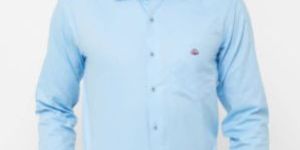 Donzell Light Blue Regular Fit Dotted Formal Shirt