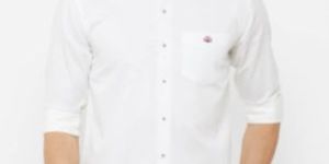 Donzell Men White Slim Fit Plain Casual Shirt