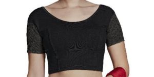 Jelite Premium Women's Cotton Lycra Stretchable Readymade Half-Net Sleeve Saree Blouse