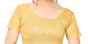 Jelite Premium Women's Stretchable Readymade Golden Shimmer Plain Saree Blouse