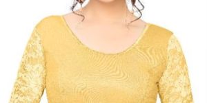 Jelite Premium Womens Golden Shimmer Three Fourth Net Sleeve Saree Blouse