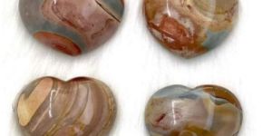 Polychrome Jasper Puffy Hearts