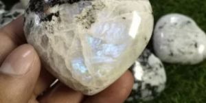 Rainbow Moonstone Puffy Hearts