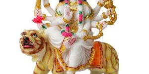 Multicolor Marble Durga Statue