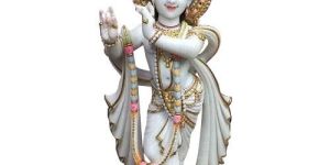 Multicolor Marble Krishna Statue