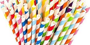 Rainbow Stripe Paper Drinking Straw