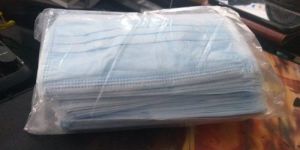 Sky Blue Non Woven Face Mask Three Ply , 3, Mod