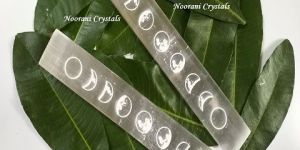 Moon Phase Selenite Engraved Sticks