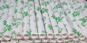 Flower & Leaf Printed Paper Straws