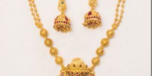 Traditional Ruby Red & Green GP Necklace Set