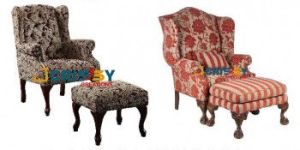 Wooden Chair (Wing Chair with Ottoman)