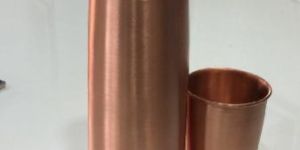 Plain Copper Bottle & Glass Set