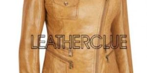 Womens Beige Colored Leather Jacket