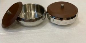 Stainless Steel Bowl with Wooden Lid