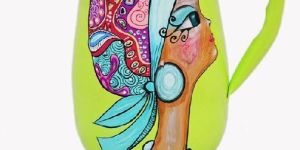 Kashmiri Hand Painted Enamelware Stainless Steel Girl Motif Jug