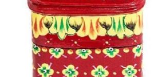 Hand Painted Enamelware Stainless Steel Tea Caddy Red