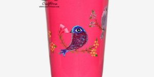 Handpainted Enamelware Stainless Steel Bird Motif Tumbler