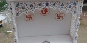Temple in White Marble Inlaid with Semi Precious Stone
