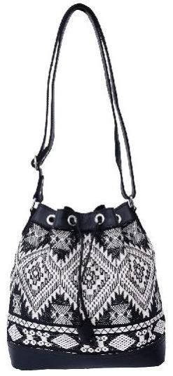 Leather Thread Work Shoulder Bag