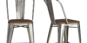 Wood Seat Gunmetal Finish Counter Bar Chair