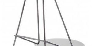 Wooden Top Bar Stool with Iron Cross Legs