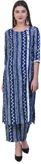 Women Kurta and Palazzo Set Crepe