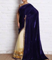 Plain Velvet Saree