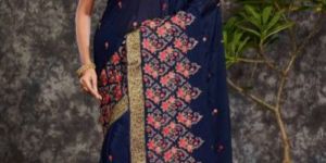 Thread Work Embroidered Pure Chinon Chiffon Saree