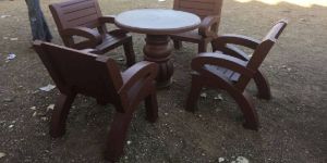 Brown Cement Table Chair Set
