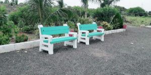 Green Cement Garden Bench