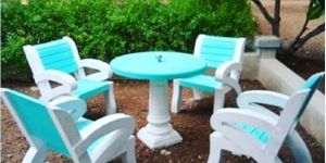 Green Cement Table Chair Set