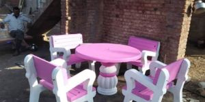 Pink Cement Table Chair Set