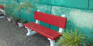 Red Cement Garden Bench