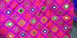 Embroidery Mirror Work Silk Fabric