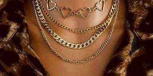 Jewellery Layered Gold Plated Multi Strand Necklace for Women