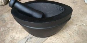 10 Inch Black Narmada Stone Boat Shape Khalbatta