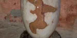 White Narmada Om Shivling Stone