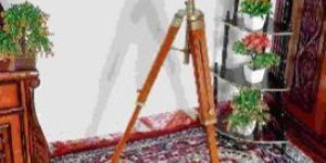 Antique Theater Marine Searchlight Wooden Tripod