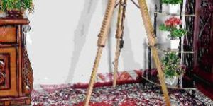 Teak Wood Tripod Decorative Floor Lamp without Shade