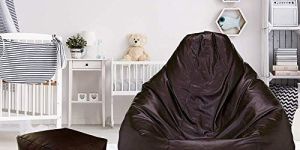 Brown Beans Filled Bean Bag with Footstool