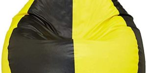 Yellow and Black Beans Filled Bean Bag with Footstool