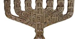Shalom Nickel Plated Menorah